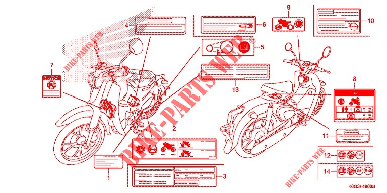 WARNETIKETT für Honda SUPER CUB 125 ABS 2018