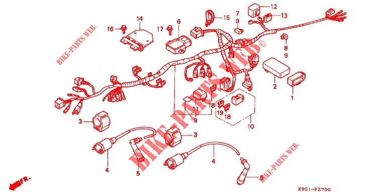 KABELBAUM/ ZUENDSPULE/BATTERIE für Honda 250 NIGHTHAWK Without speed Warning Limit 1994