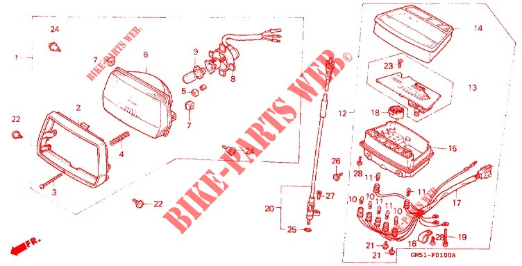 SCHEINWERFER/TACHO (C100CMJ/CMK) für Honda CUB 100  EX 1989