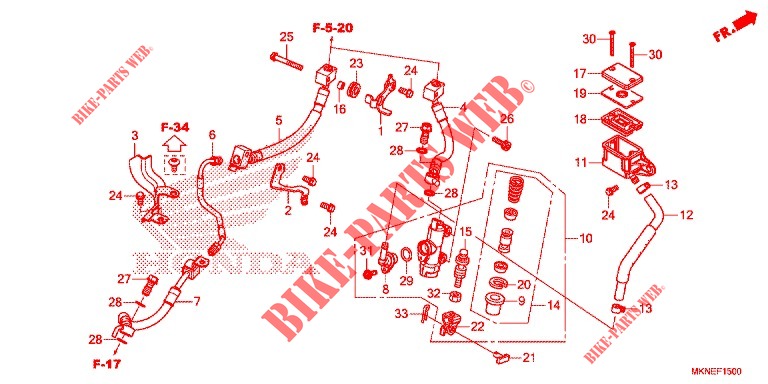 BREMSPUMPE HINTEN für Honda CBR 650 R 2020