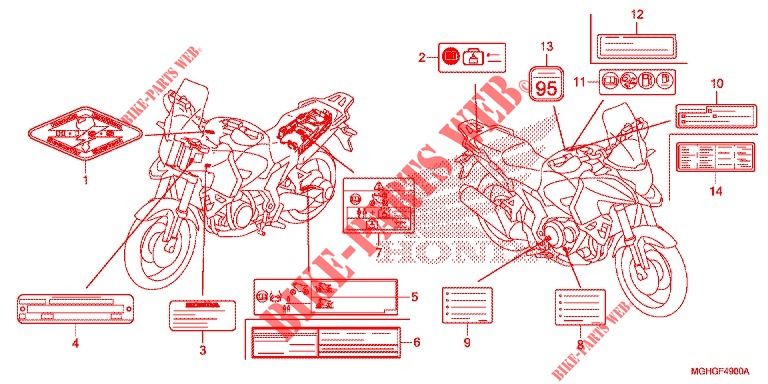 WARNETIKETT  für Honda CROSSTOURER 1200 2016