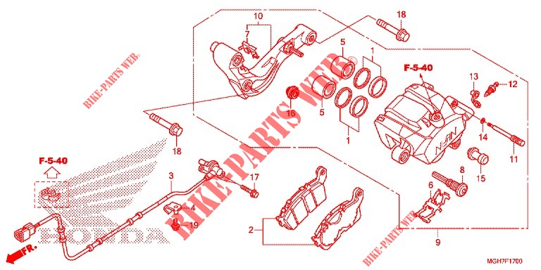 HINTERRAD BREMSSATTEL  für Honda CROSSTOURER 1200 DL 2015