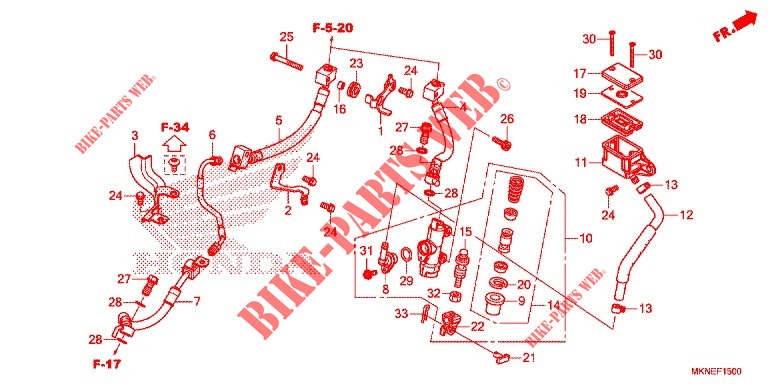 BREMSPUMPE HINTEN für Honda CBR 650 R 2020