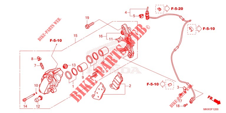 VORDERRAD BREMSSATTEL   für Honda NC 750 X ABS 35KW 2021
