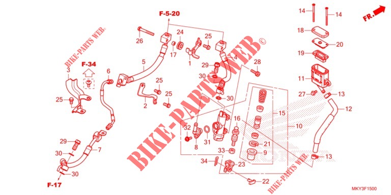 BREMSPUMPE HINTEN für Honda CBR 650 R ABS 2022