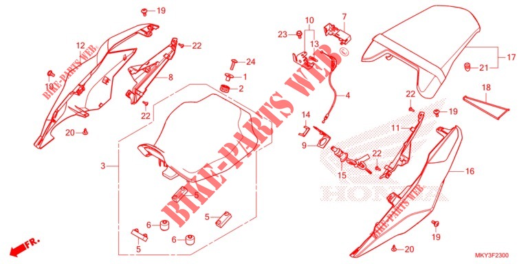 SITZ/WINDLAUF, HINTEN für Honda CBR 650 R ABS 2022