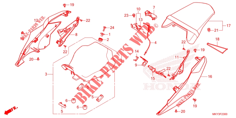 SITZ/WINDLAUF, HINTEN für Honda CB 650 R 2023