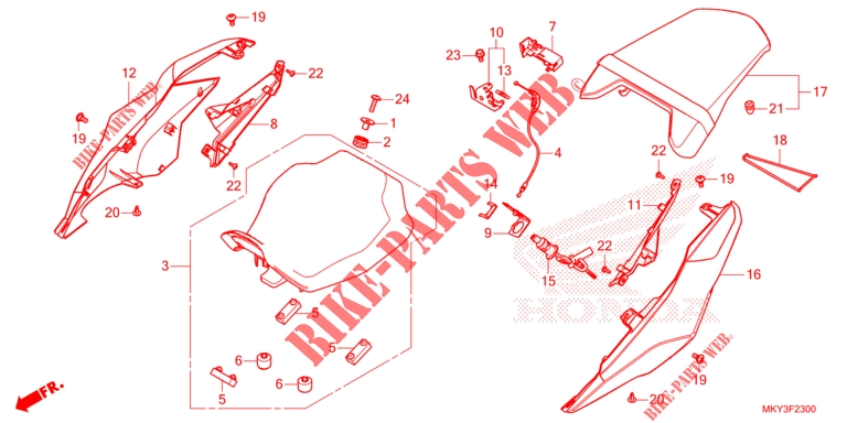 SITZ/WINDLAUF, HINTEN für Honda CB 650 R 35KW 2023