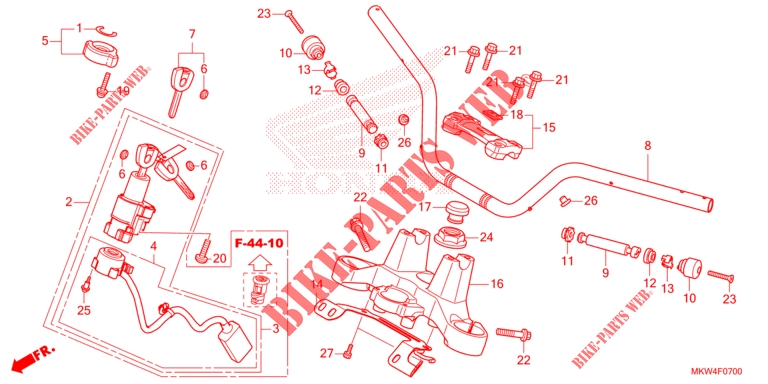 ROHRGRIFF/OBERE BRUECKE/ LENKSCHAFT für Honda NC 750 X ABS DCT 2022