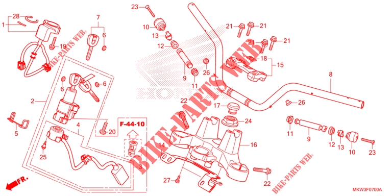 ROHRGRIFF/OBERE BRUECKE/ LENKSCHAFT für Honda NC 750 X ABS 2023