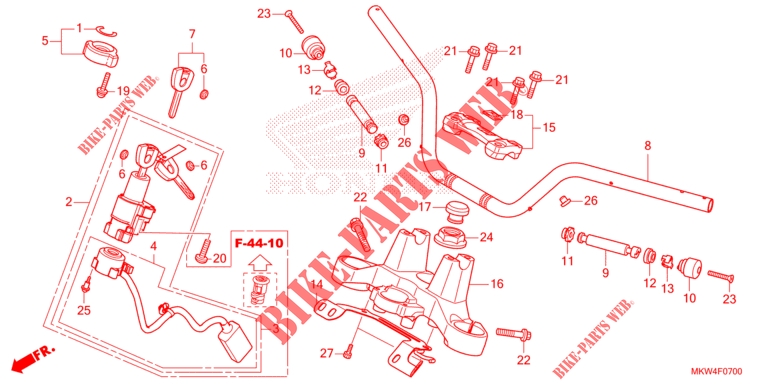 ROHRGRIFF/OBERE BRUECKE/ LENKSCHAFT für Honda NC 750 X DCT 2023