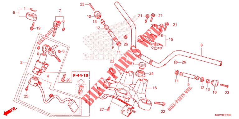 ROHRGRIFF/OBERE BRUECKE/ LENKSCHAFT für Honda NC 750 X ABS DCT 2024