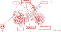 WARNETIKETT für Honda SKY 50 DELUXE SK 2001