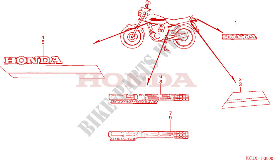 STREIFEN/EMBLEM(CB125TDC) für Honda CB 125 TWIN 1982