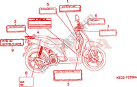 WARNETIKETT für Honda SCOOPY 100 AZUL METALICO 2000