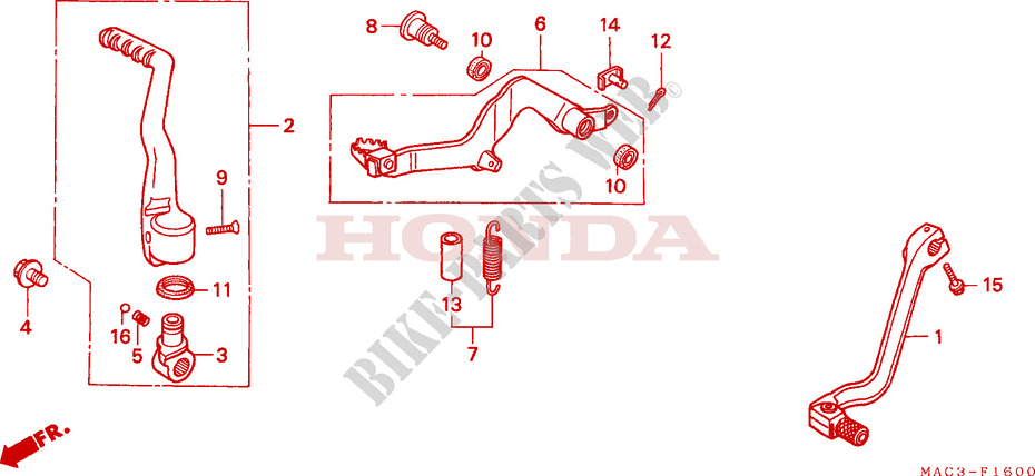 SCHALTPEDAL/BREMSPEDAL/KICKSTARTER ARM für Honda CR 500 R 1999
