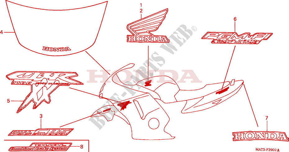 STREIFEN/MARKE(X/Y/1/2/3/4) für Honda CBR 1100 SUPER BLACKBIRD 2002