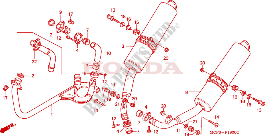ABGAS SCHALLDAEMPFER für Honda VTR 1000 SP1 100CV 2000