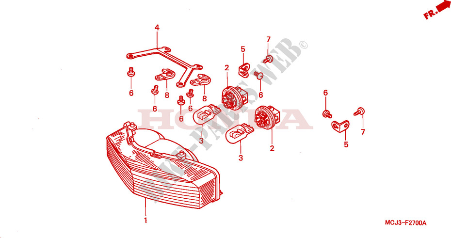 HECKLEUCHTE (CBR900RRY,1/RE1) für Honda CBR 929 RR FIREBLADE 2000