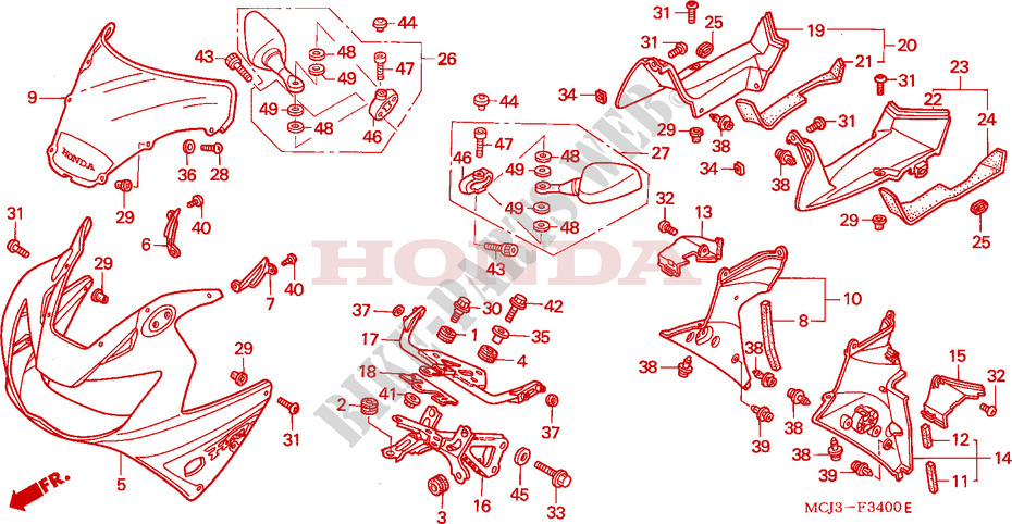OBERER WINDLAUF (CBR900RRY,1/RE1) für Honda CBR 929 RR FIREBLADE 2000