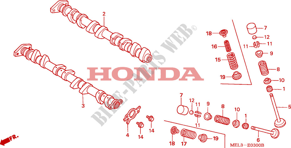NOCKENWELLE/VENTIL für Honda CBR 1000 RR FIREBLADE 2004