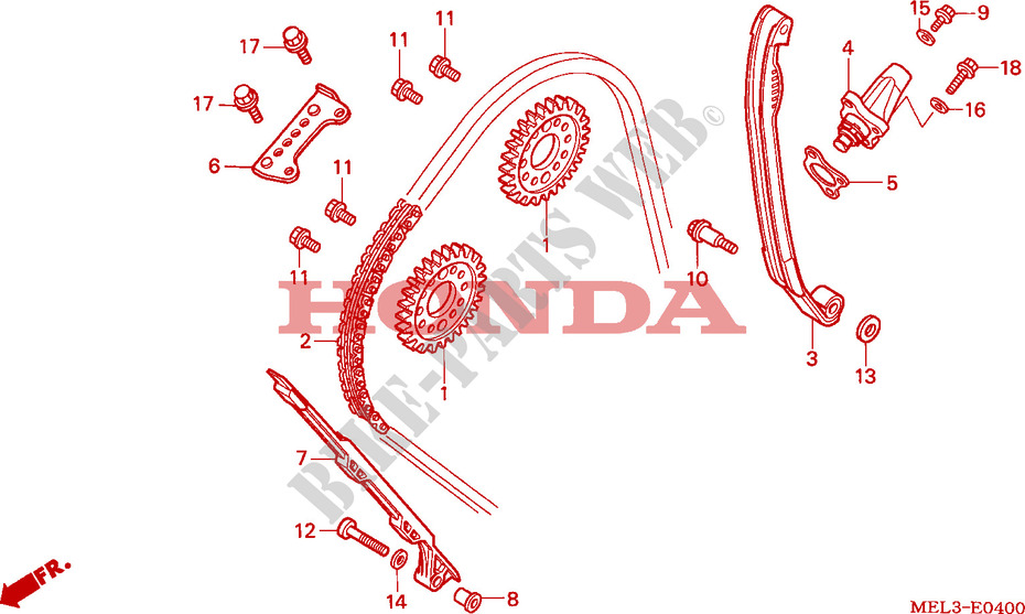 NOCKENWELLENKETTE/SPANNVORRICHTUNG für Honda CBR 1000 RR FIREBLADE 2004