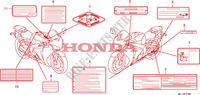 WARNETIKETT(1) für Honda CBR 1000 RR FIREBLADE PRETO 2010