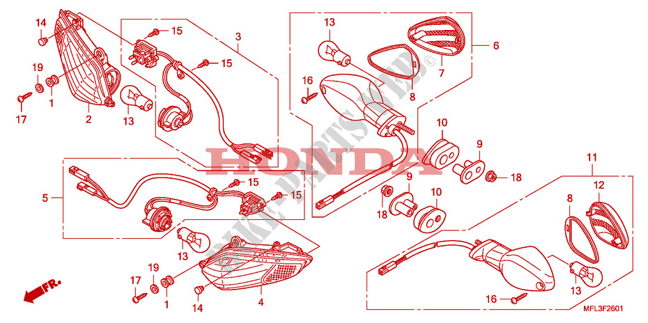 BLINKER(CBR1000RR9,A,B/RA9,A,B) für Honda CBR 1000 RR FIREBLADE NOIRE 2010