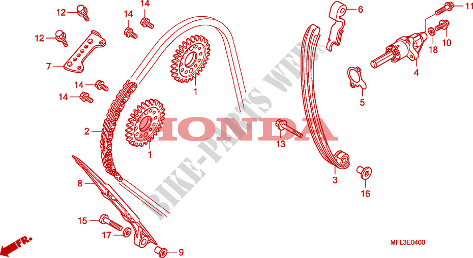 NOCKENWELLENKETTE/SPANNVORRICHTUNG für Honda CBR 1000 RR FIREBLADE ORANGE 2010