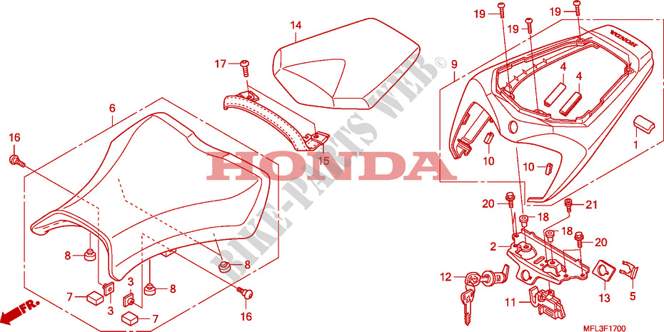 SITZ für Honda CBR 1000 RR FIREBLADE PRETO 2010