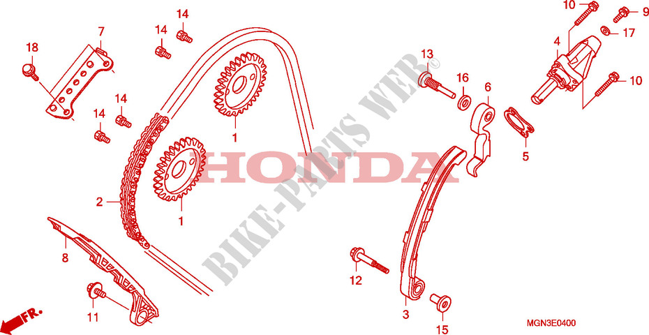 NOCKENWELLENKETTE/SPANNVORRICHTUNG für Honda CBF 600 NAKED 2010