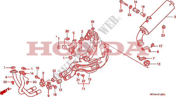ABGAS SCHALLDAEMPFER (VFR750FR/FS/FT/FV) für Honda VFR 750 1996