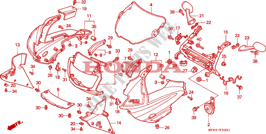 OBERER WINDLAUF (CBR600FS/3S/T/3T/SET) für Honda CBR 600 F 34HP 1995