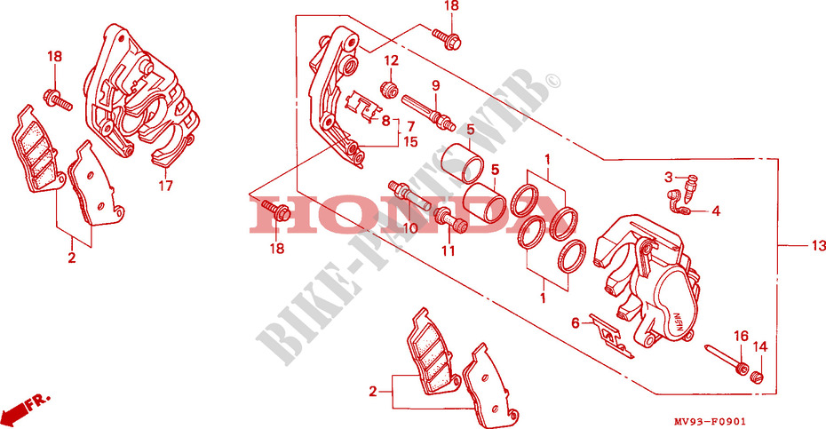 VORDERRAD BREMSSATTEL (CBR600FS/3F/T/3T/SET) für Honda CBR 600 F3 1995