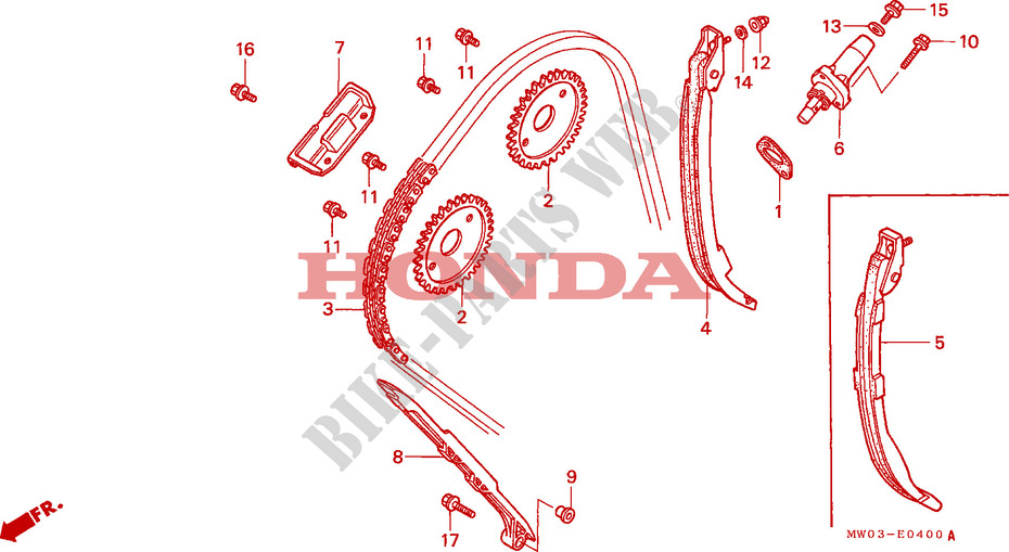 NOCKENWELLENKETTE/SPANNVORRICHTUNG für Honda CBR 919 RR FIREBLADE 1996