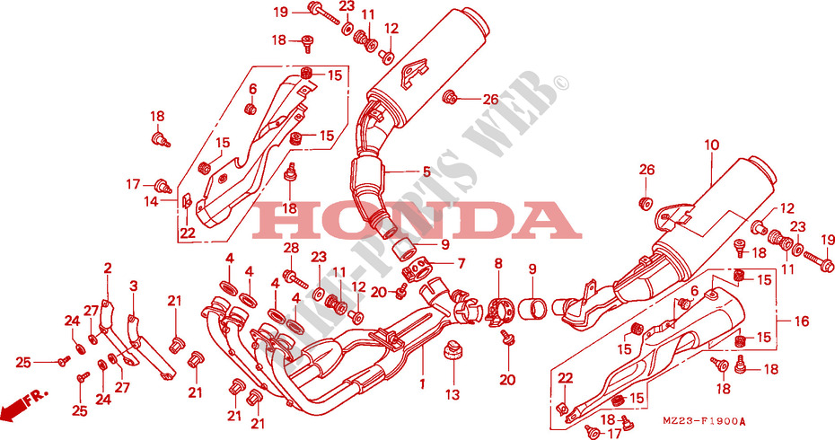 ABGAS SCHALLDAEMPFER für Honda CBR 1000 F 1994