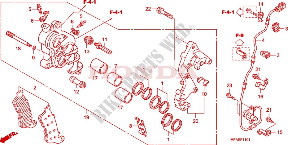 BREMSSATTEL, R. VORNE (CBF1000A/T/S) für Honda CBF 1000 ABS 2010