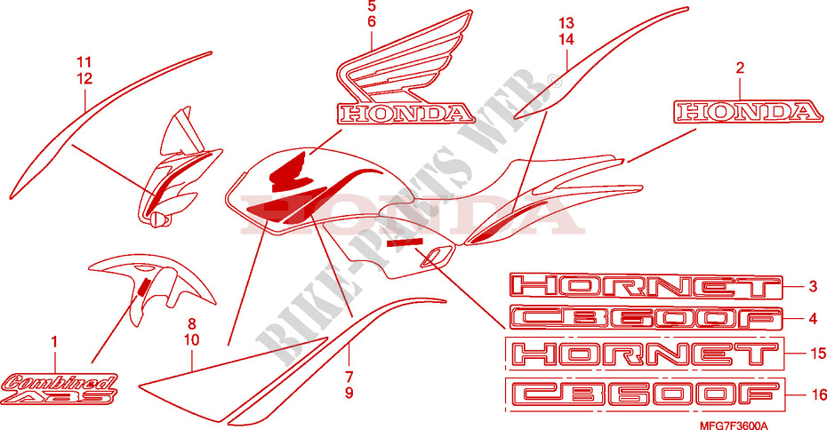 MARKE für Honda CB 600 F HORNET ABS 34HP BLANCHE 2009