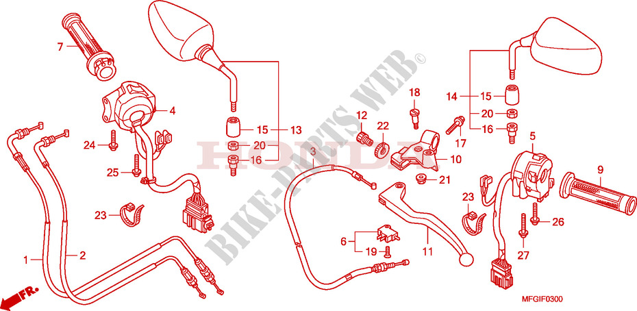 HEBELGRIFF/SCHALTER/KABEL für Honda CB 600 F HORNET ABS 2010
