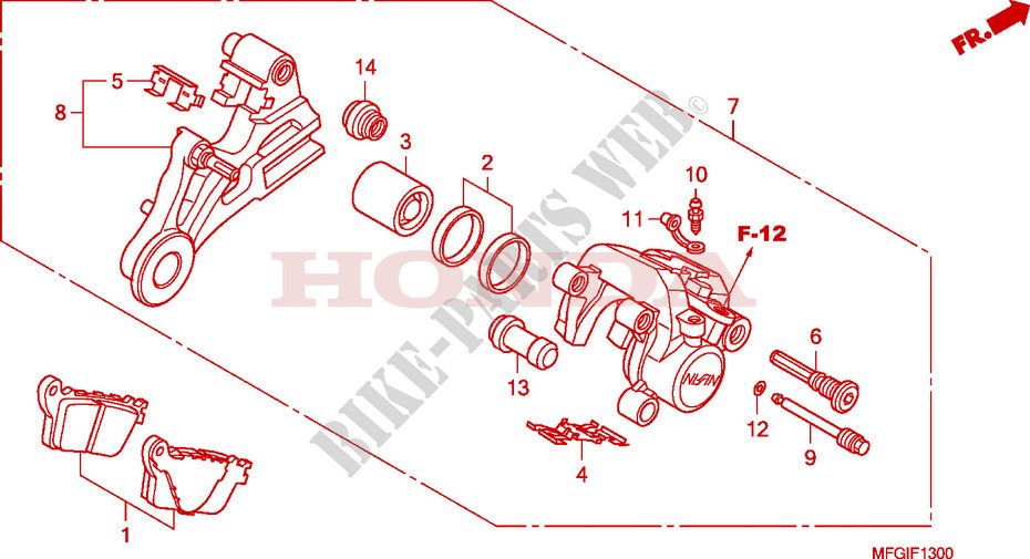 HINTERRAD BREMSSATTEL(CB600F/F3) für Honda CB 600 F HORNET STRIPE 34HP 2010