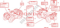 WARNETIKETT für Honda FOURTRAX 650 RINCON 2007