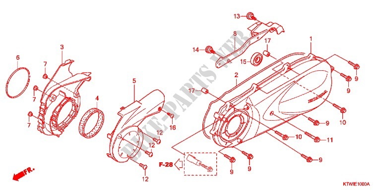 KURBELGEHAEUSEDECKEL, L./ GENERATOR(2) für Honda SH 300 ABS SPECIAL 7ED 2012
