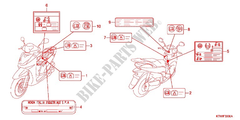 WARNETIKETT(1) für Honda SH 300 ABS 2012