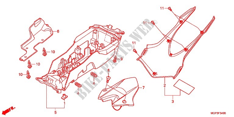 KOTFLÜGEL HINTEN für Honda CBR 1000 RR FIREBLADE NOIRE 2013