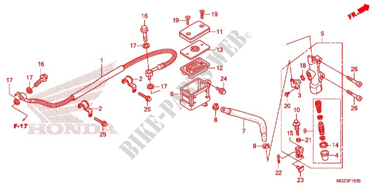 BREMSPUMPE HINTEN (STD) für Honda CBR 500 R 2013