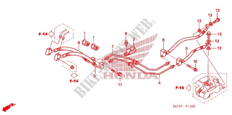 HINTERER BREMS SCHLAUCH  für Honda ST 1300 ABS POLICE 2012