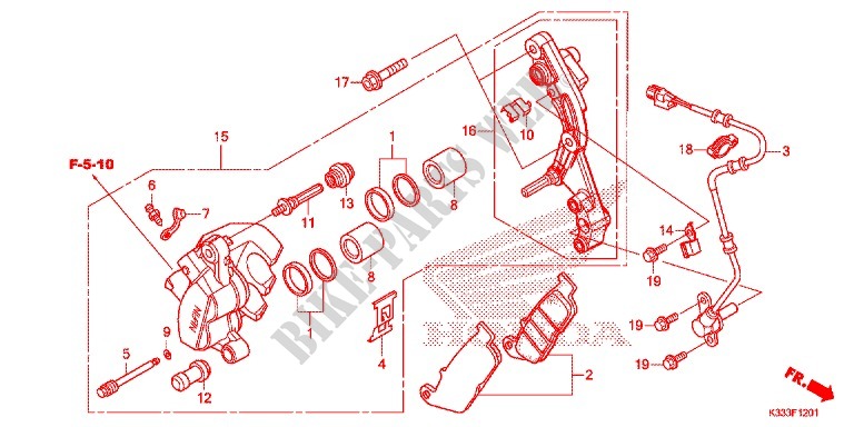 BREMSZANGE VORNE (CBR250RA/350RA) für Honda CBR 300 ABS HRC TRICOLOR 2015