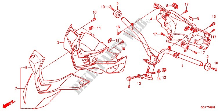 LENKER   GRIFFABDECKUNG (NSC502WH/T2) für Honda VISION 50 R HRC TRICOLOR 2014