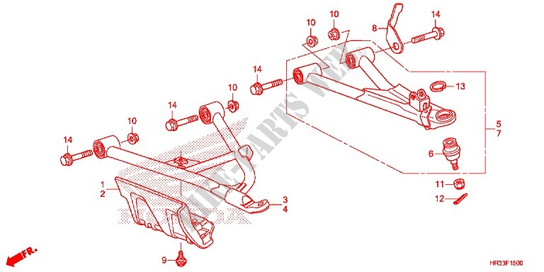 ARM, VORNE für Honda FOURTRAX 420 RANCHER 4X4 Manual Shift RED 2014