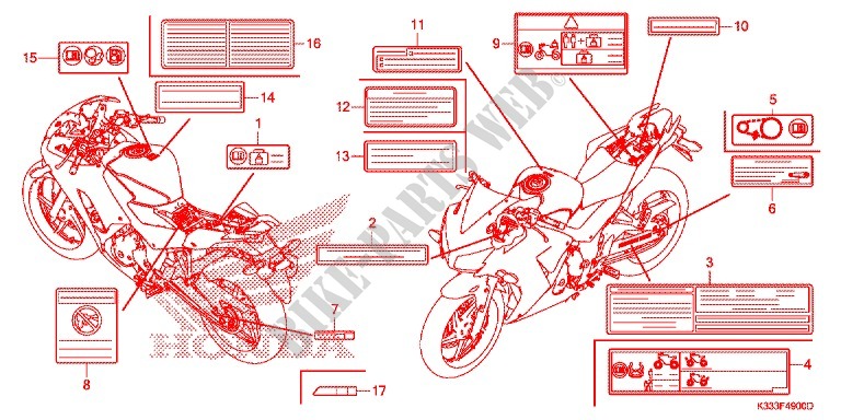 WARNETIKETT(1) für Honda CBR 250 R REPSOL 2015
